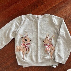 H&M Gray Sweatshirt with Sequin Deer Design